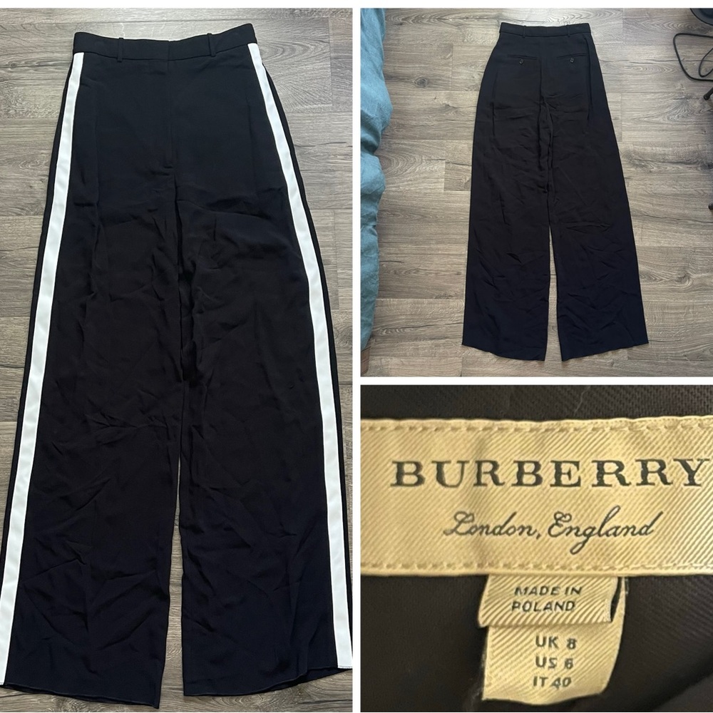 BURBERRY black wide leg pants size 6 Women New with Tags NWT designer luxury
